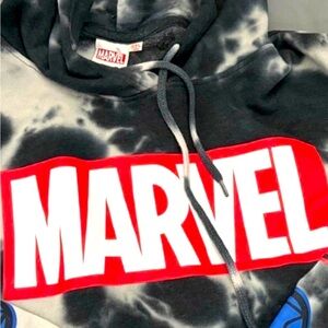 Marvel Avengers Sweatshirt Hoodie Mens XL Graphic Tie Dye Black White